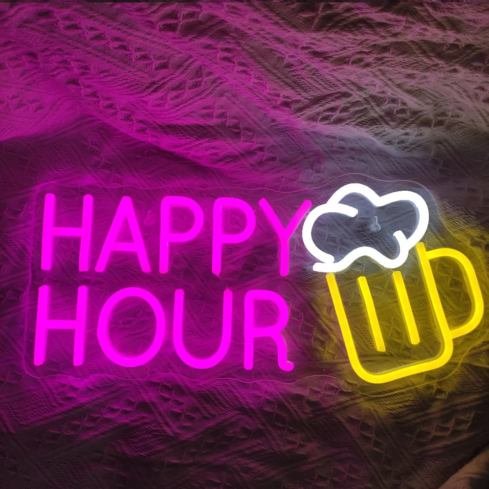 HAPPY HOUR – Ölsejdel – LED-ljusskylt (5 V USB)
