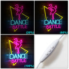 DANCE BATTLE – Dansare och triangelkontur – LED-neonskylt (5 V USB)