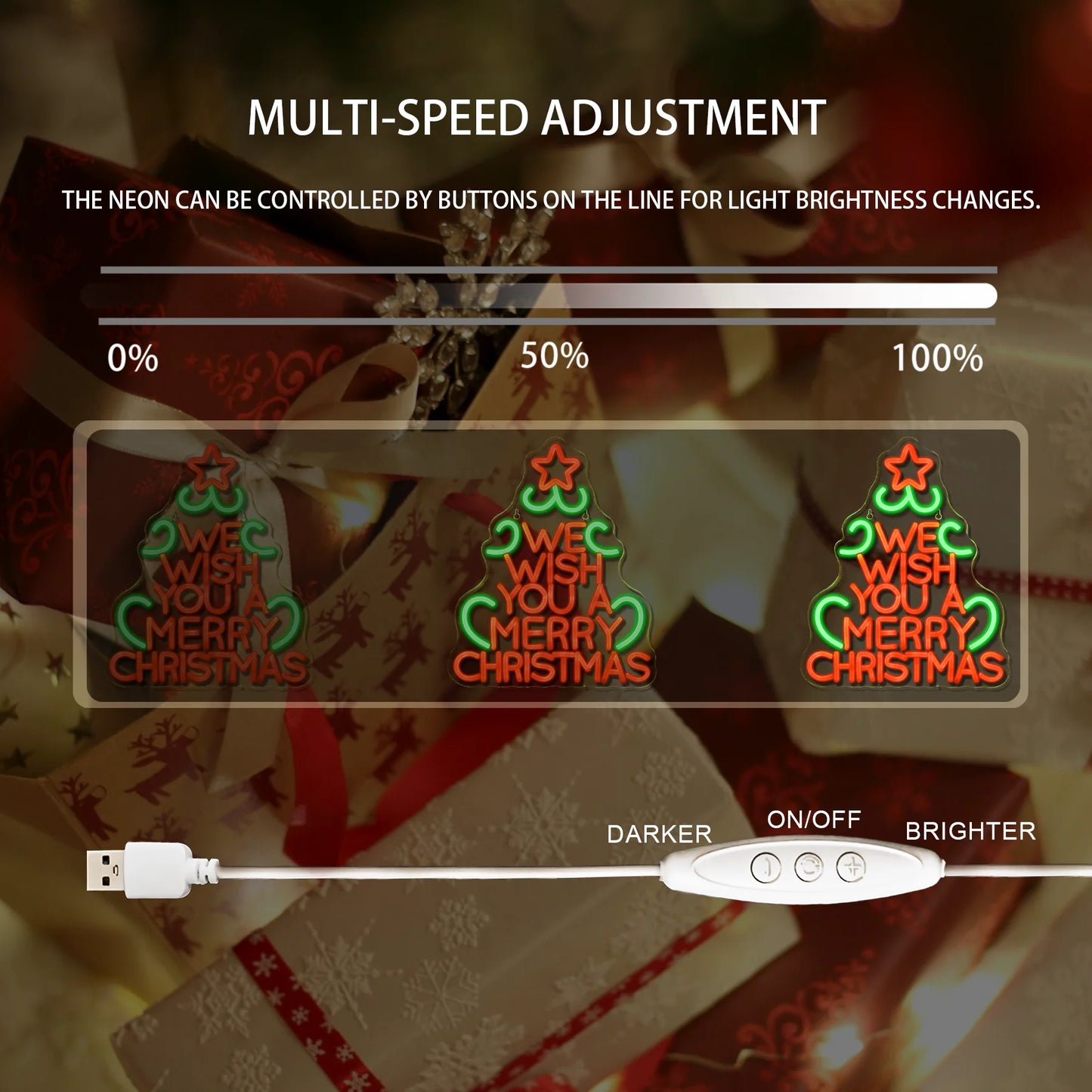Vi önskar er en god jul 5V USB LED Ljusskylt - Budgetvänlig