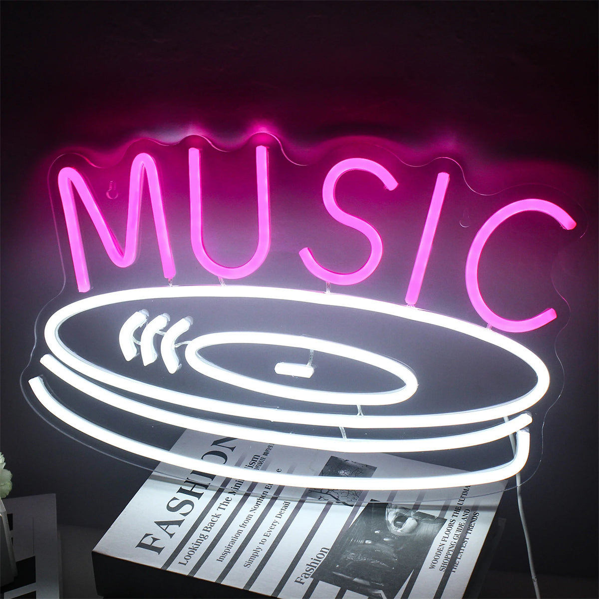 MUSIC – Vinylskiva – LED-neonskylt (5 V USB)