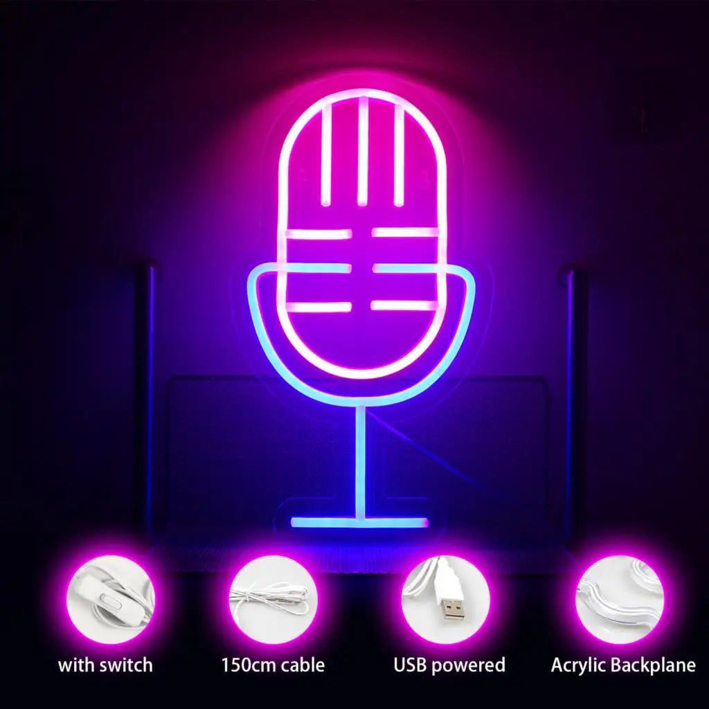 Mikrofon – LED-neonskylt (5 V USB)