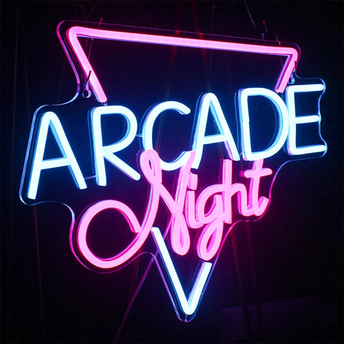 Arcade Night – Triangelformad ram – LED-neonskylt (5 V USB)