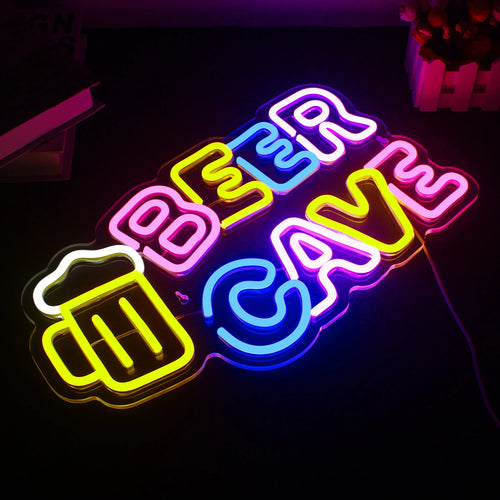 Beer Cave – Ölsejdel – LED-ljusskylt (5 V USB)