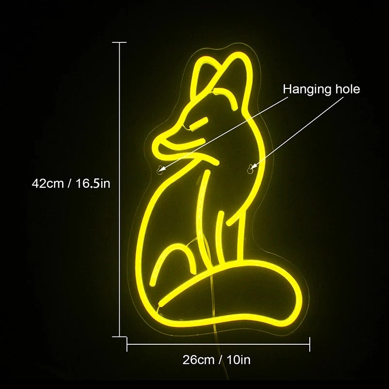 Räv – LED-neonskylt (5 V USB)