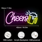 Cheers – Ölsejdel – LED-neonskylt (5 V USB)