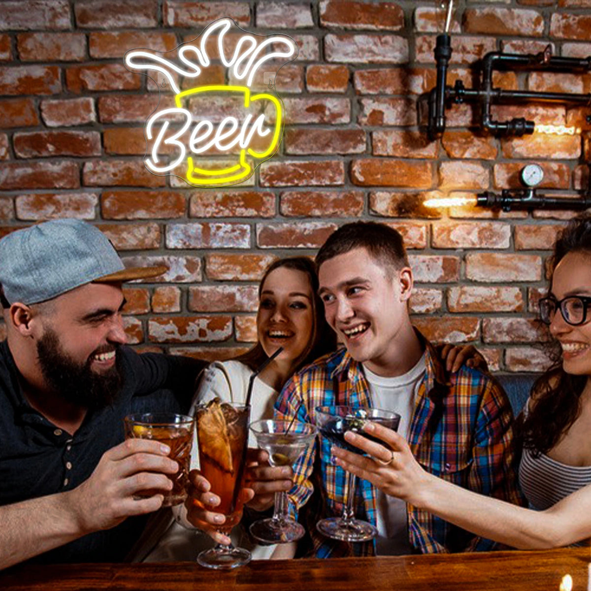 Beer – Skummande ölsejdel – LED-ljusskylt (5 V USB)