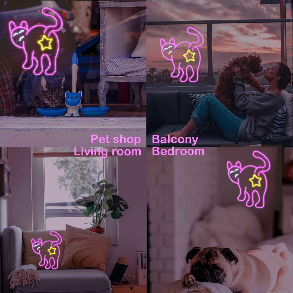 Katt – LED-neonskylt (5 V USB)
