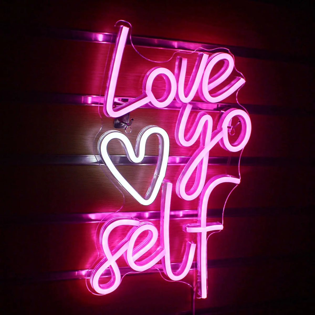 Love yo self – Hjärta – LED-neonskylt (5 V USB)