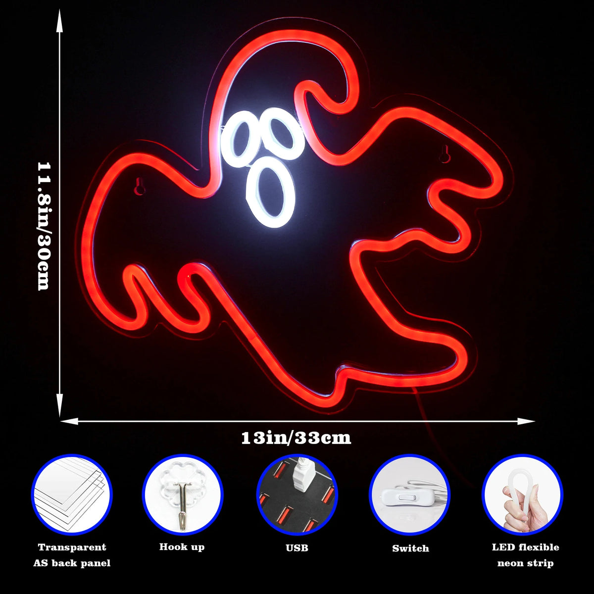 Halloweenmotiv – LED-neonskylt (5 V USB)
