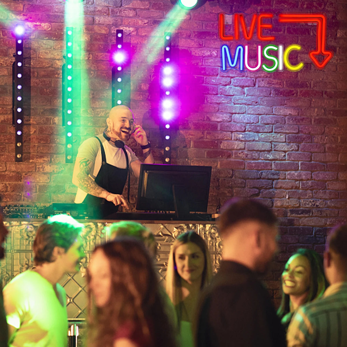 LIVE MUSIC – Pil – LED-neonskylt (5 V USB)