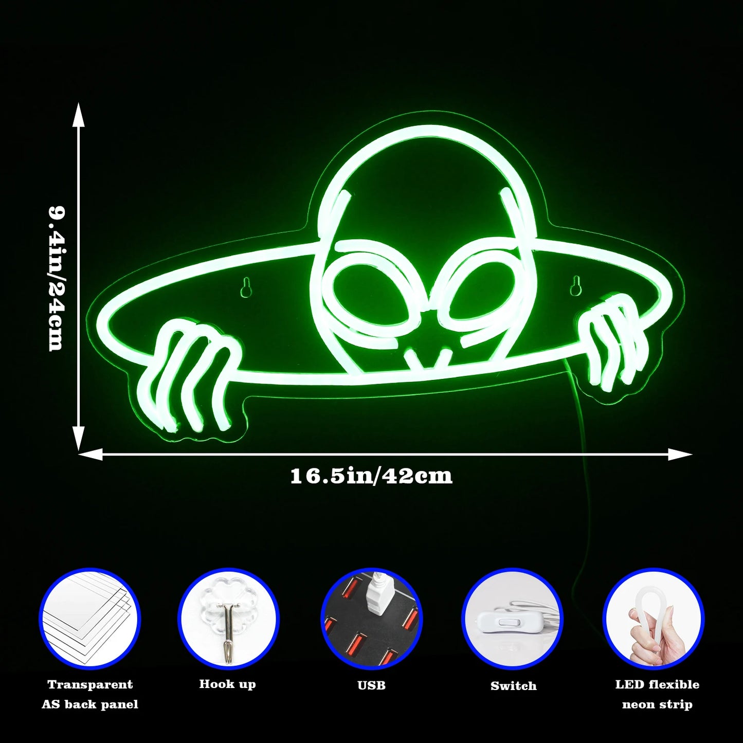 Alien 5V USB LED Ljusskylt - Budgetvänlig