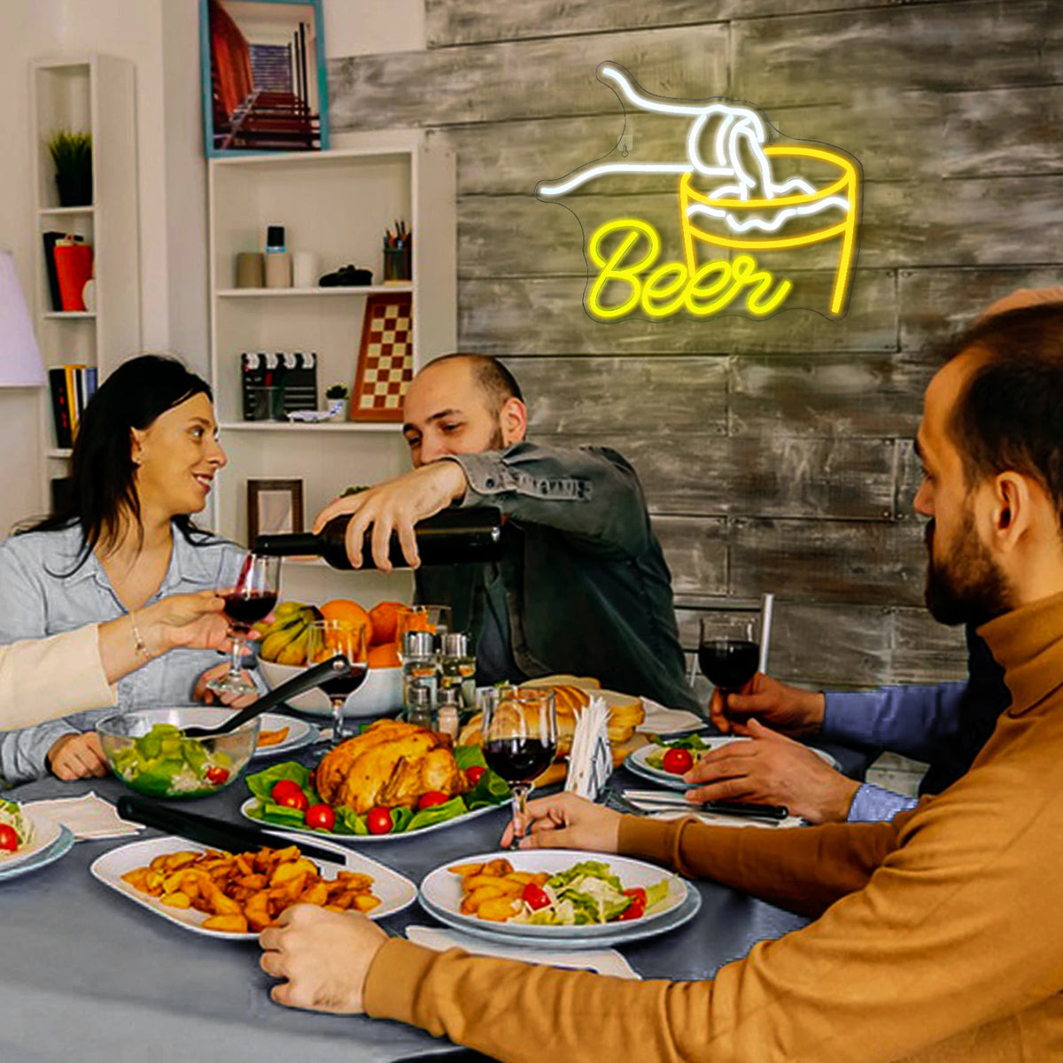 Beer – Öl som hälls i ett glas – LED-ljusskylt (5 V USB)