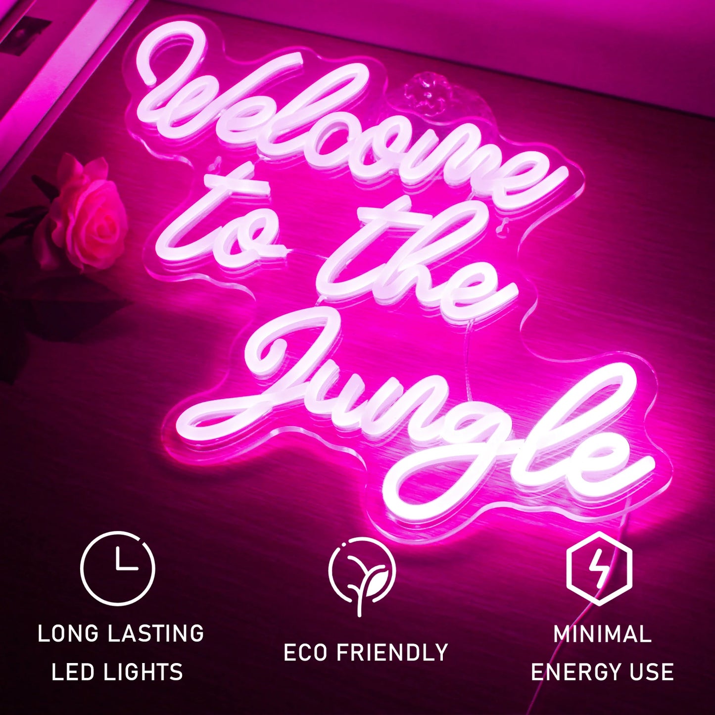 Välkommen till djungeln 5V USB LED Neonskylt - Prisvänlig