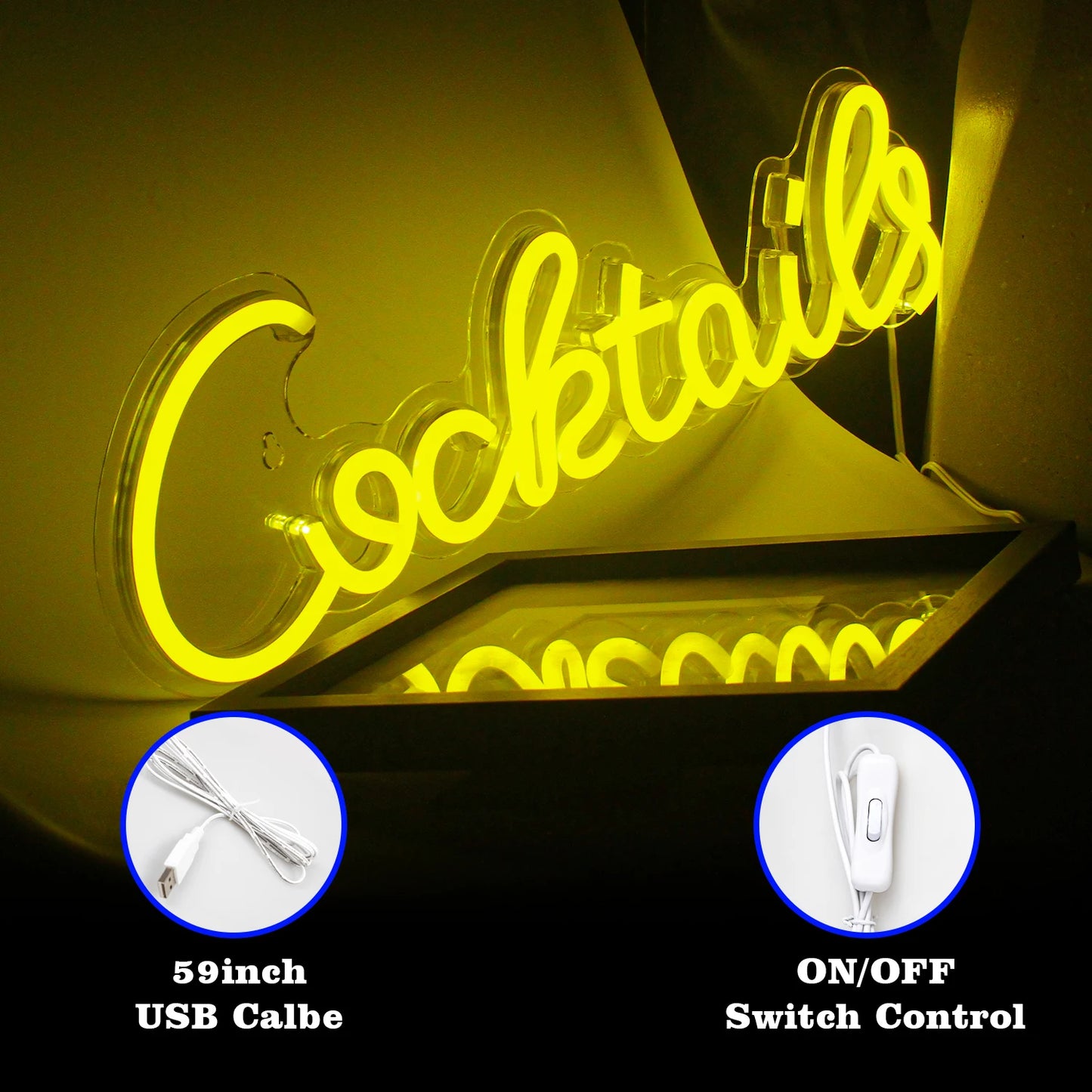 Cocktail 5V USB LED Ljusskylt - Budgetvänlig