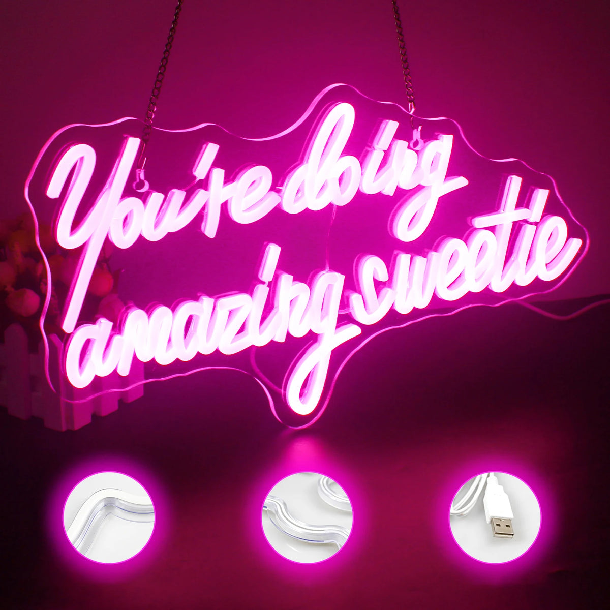 You're Doing Amazing Sweetie – LED-neonskylt (5 V USB)