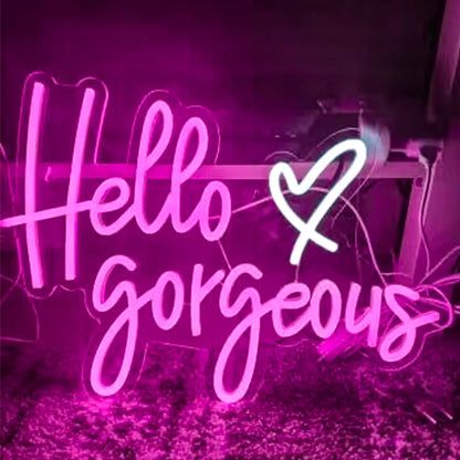 Hello Gorgeous 5V USB LED Ljusskylt - Prisvänlig