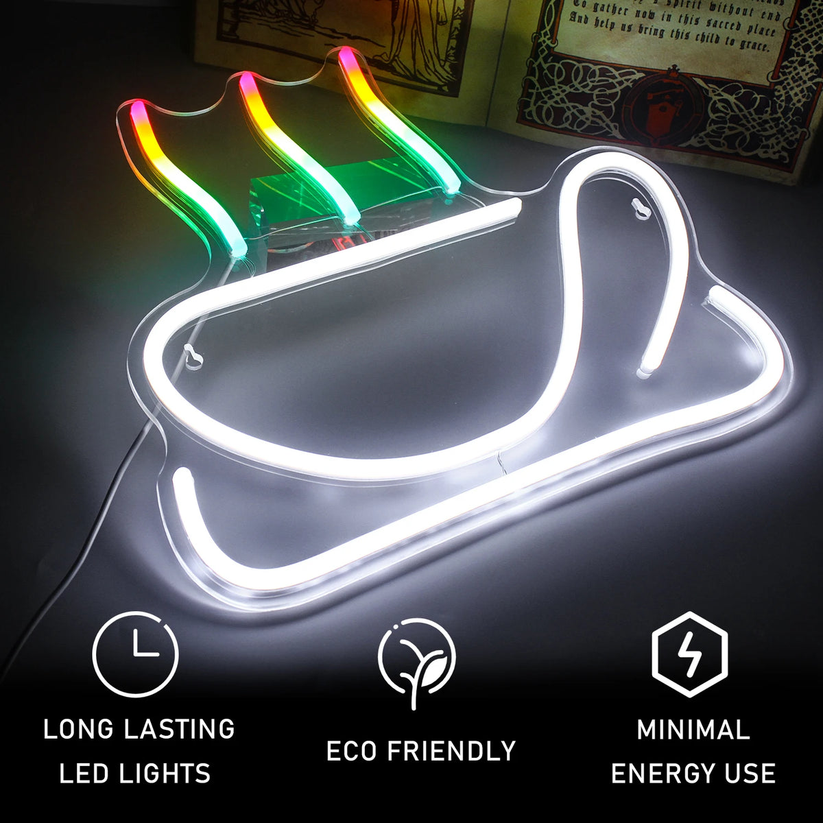 Färgglatt kaffemotiv – LED-ljusskylt (5 V USB)