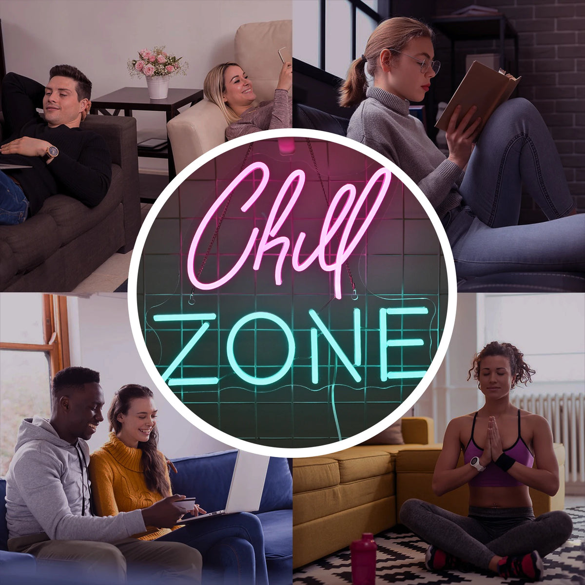 Chill Zone – LED-neonskylt (5 V USB)