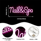 Nail & Spa – LED-ljusskylt (5 V USB)