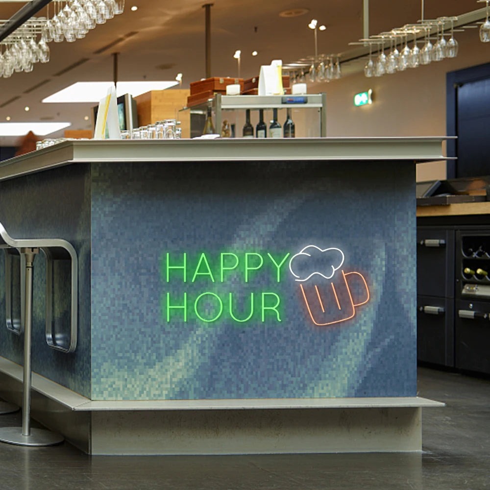 HAPPY HOUR – Ölsejdel – LED-ljusskylt (5 V USB)