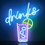 drinks – Glas med sugrör och citrusskiva – LED-ljusskylt (5 V USB)