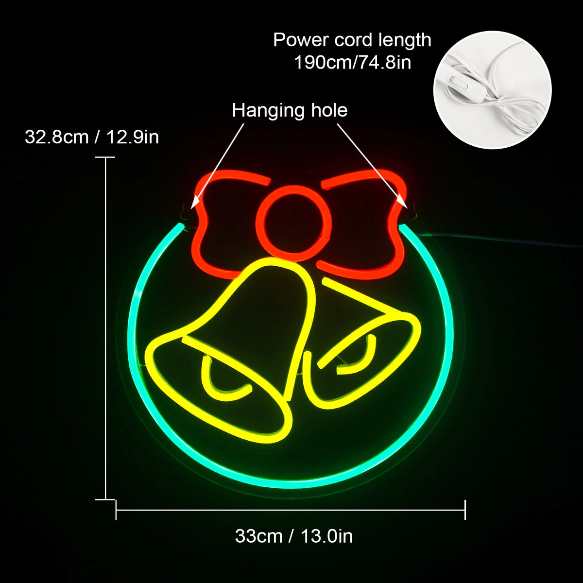Julklocka – LED-neonskylt (5 V USB)