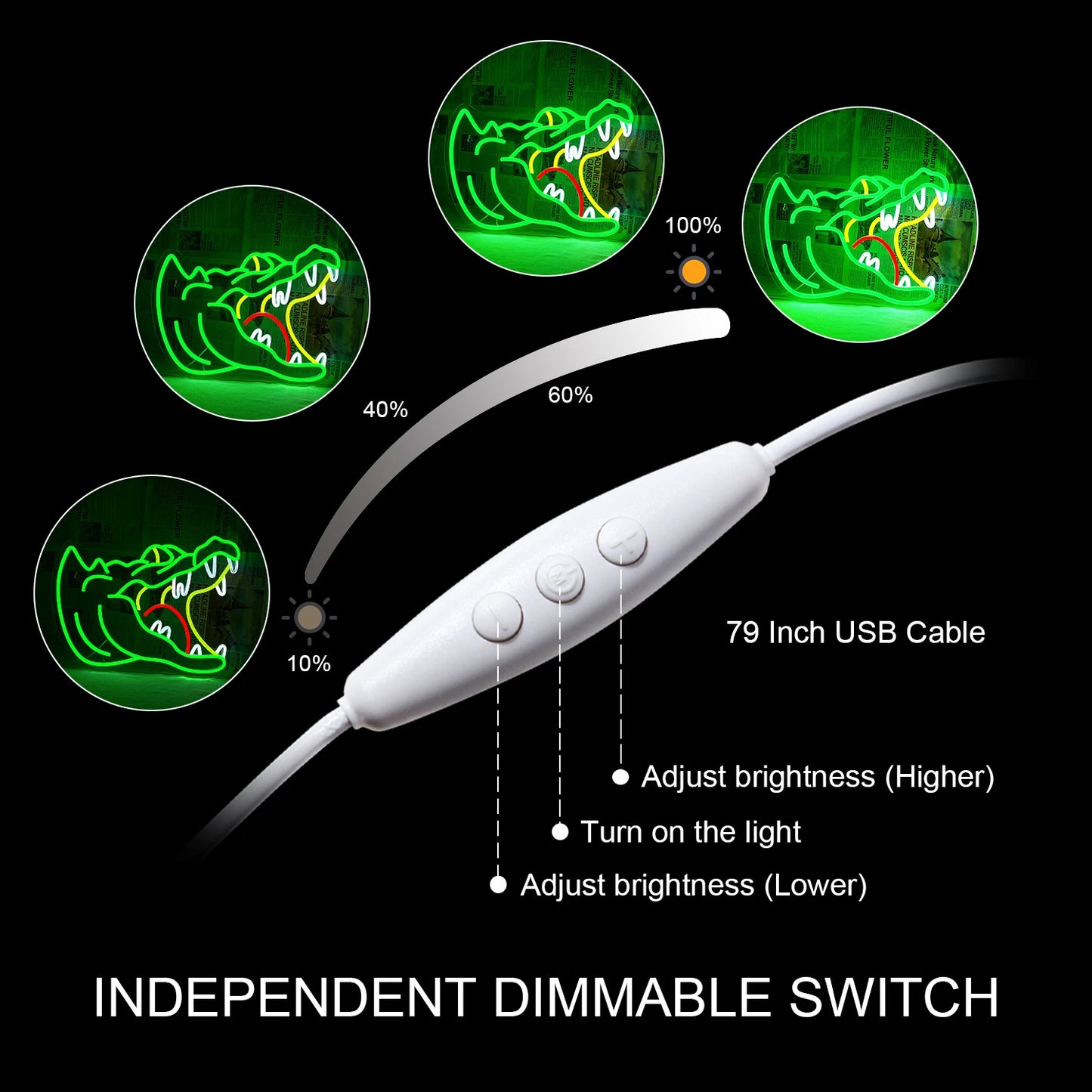 Alligator 5V USB LED Ljusskylt - Budgetvänlig