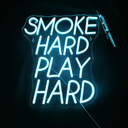 Smoke Hard Play Hard 5V USB LED Ljusskylt - Prisvärd