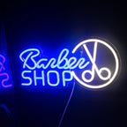 Barber SHOP – Sax i rund kontur – LED-ljusskylt (5 V USB)