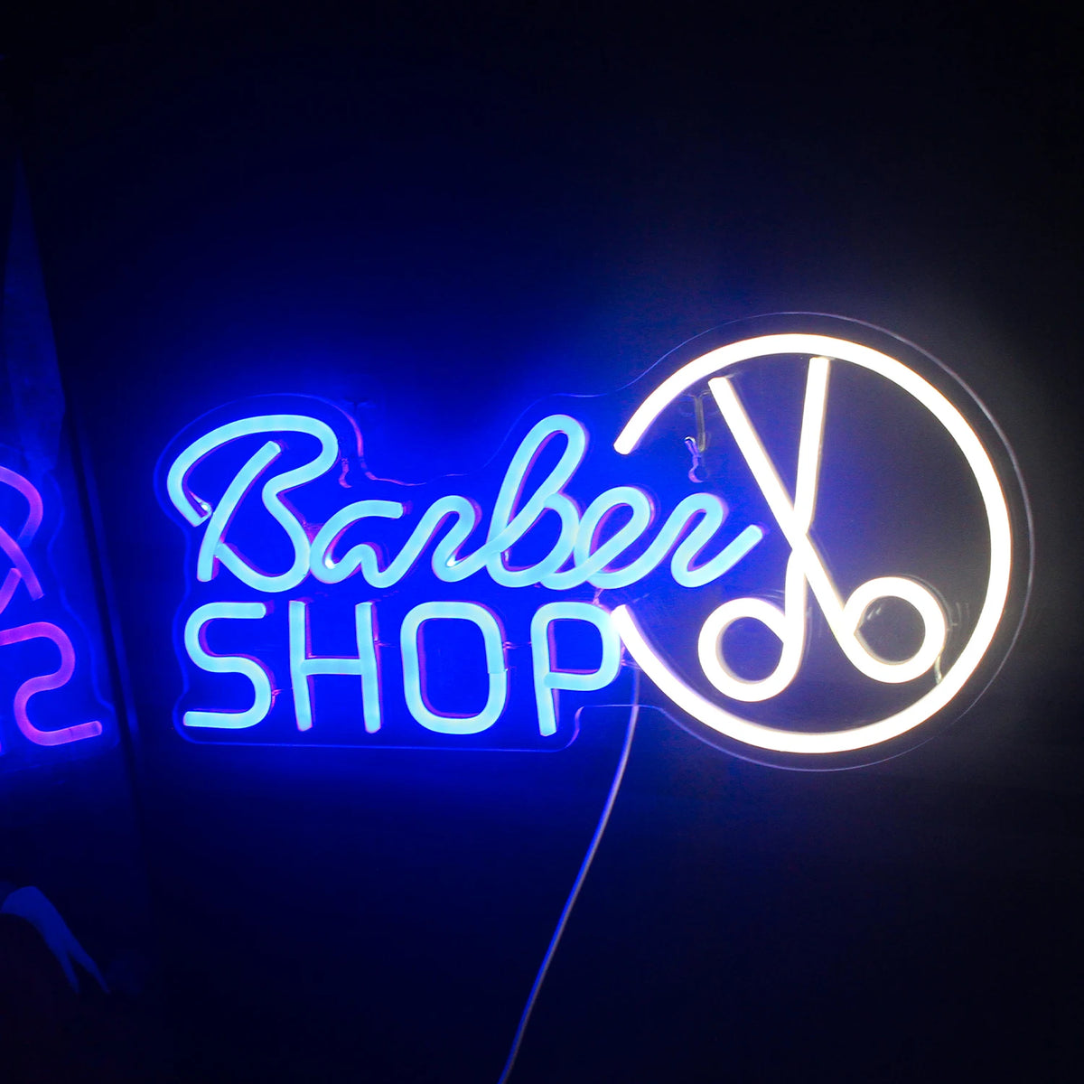 Barber SHOP – Sax i rund kontur – LED-ljusskylt (5 V USB)