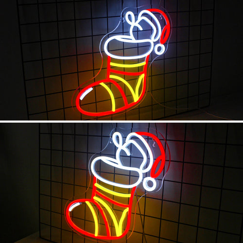 Julstrumpa – LED-neonskylt (5 V USB)