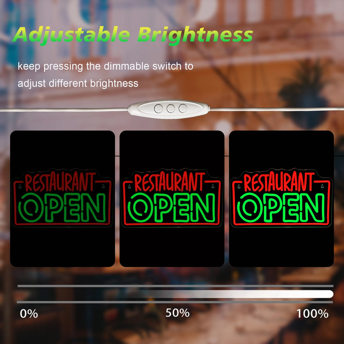Restaurant OPEN – LED-ljusskylt (5 V USB)