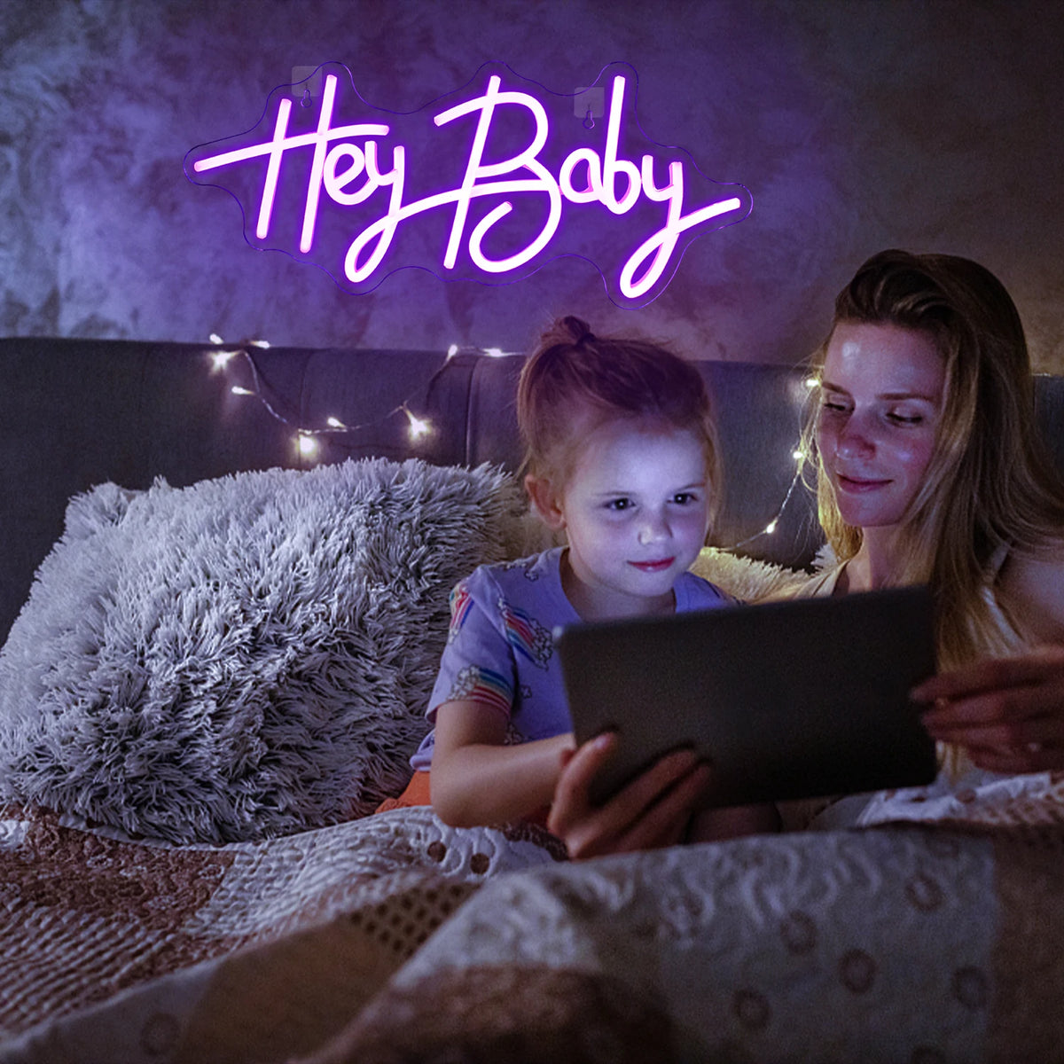 Hey Baby – LED-neonskylt (5 V USB)