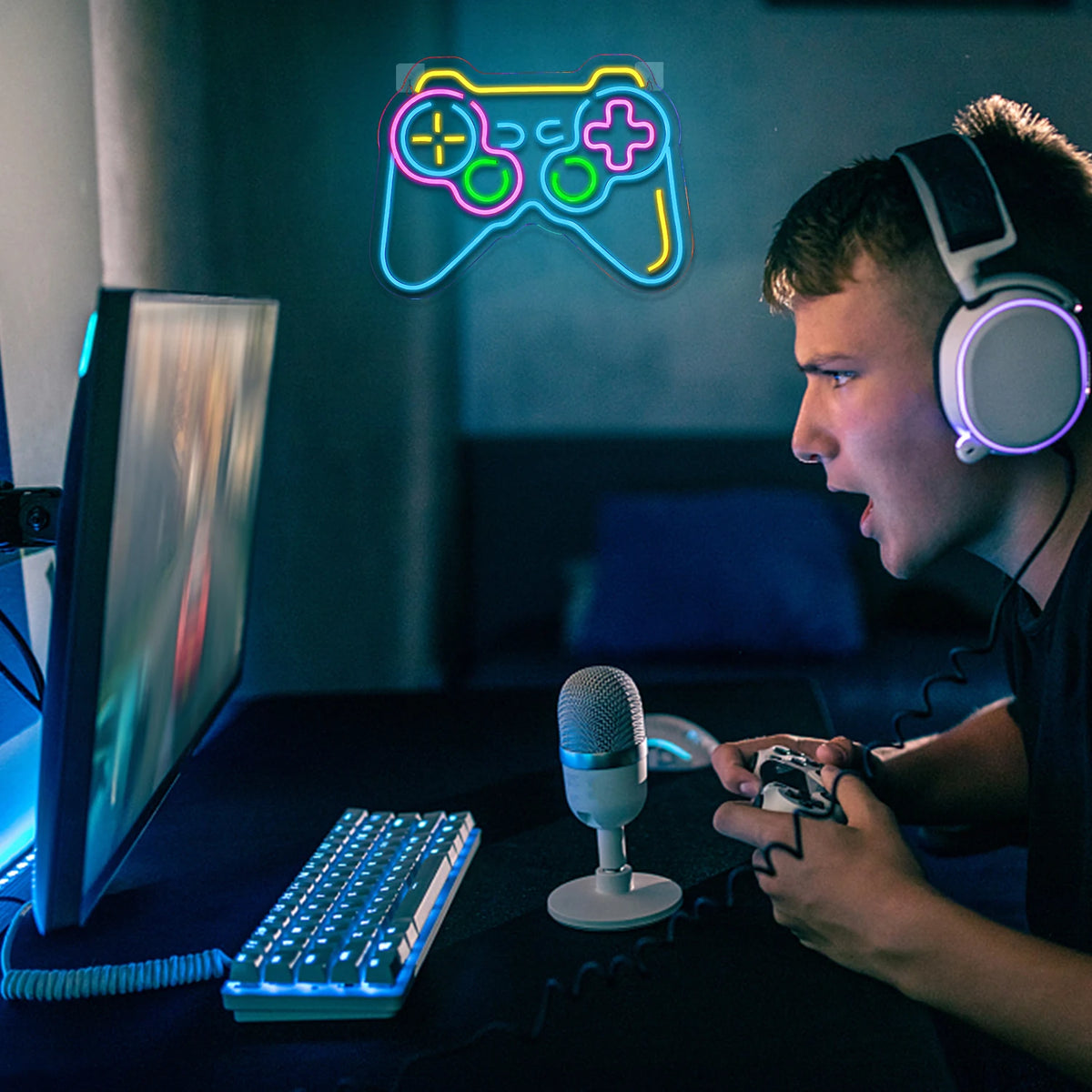 Game Shaped – LED-neonskylt (5 V USB)