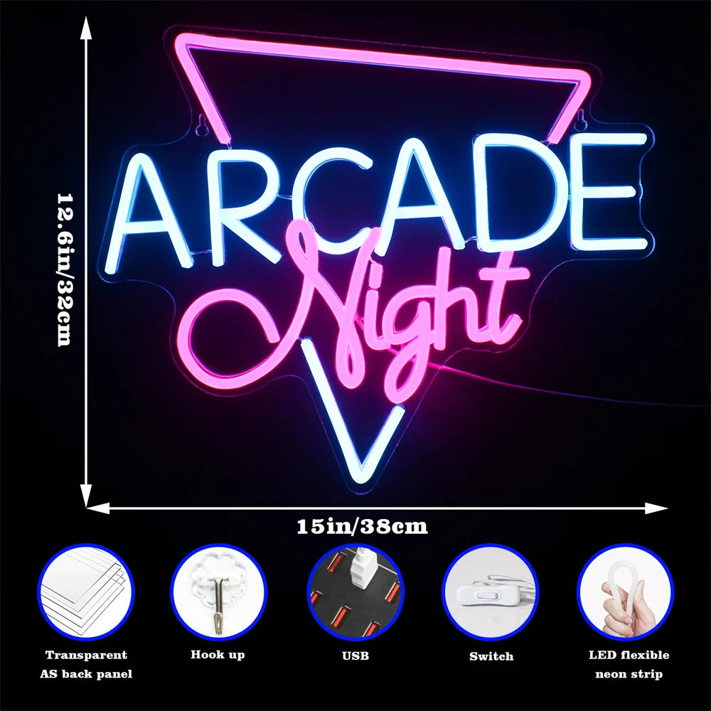 Arcade Night 5V USB LED Ljusskylt - Budgetvänlig