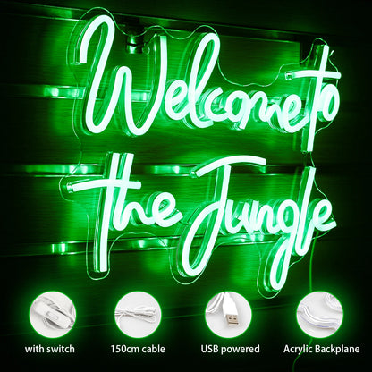 Välkommen till djungeln 5V USB LED Neonskylt - Budgetvänlig