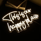 This is our happy place – LED-neonskylt (5 V USB)