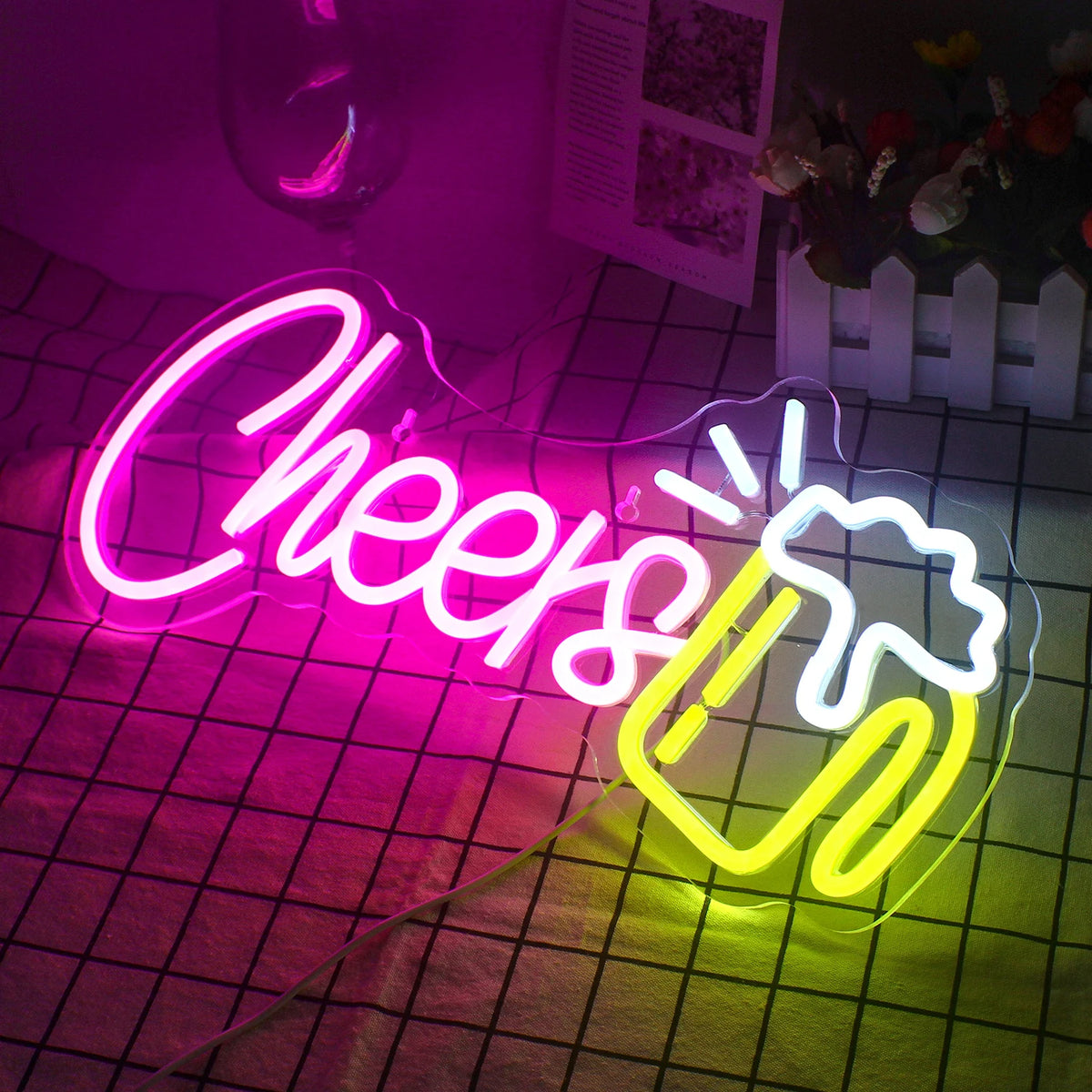 Cheers – Ölsejdel – LED-neonskylt (5 V USB)