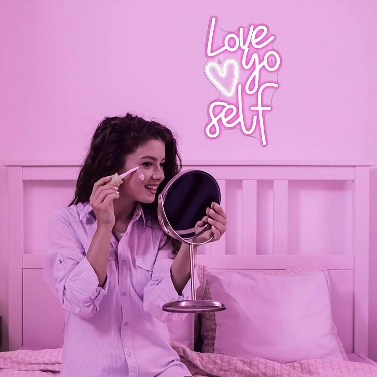 Love yo self – Hjärta – LED-neonskylt (5 V USB)