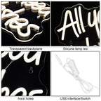 All You Need is Lashes 5V USB LED Ljusskylt - Prisvärd