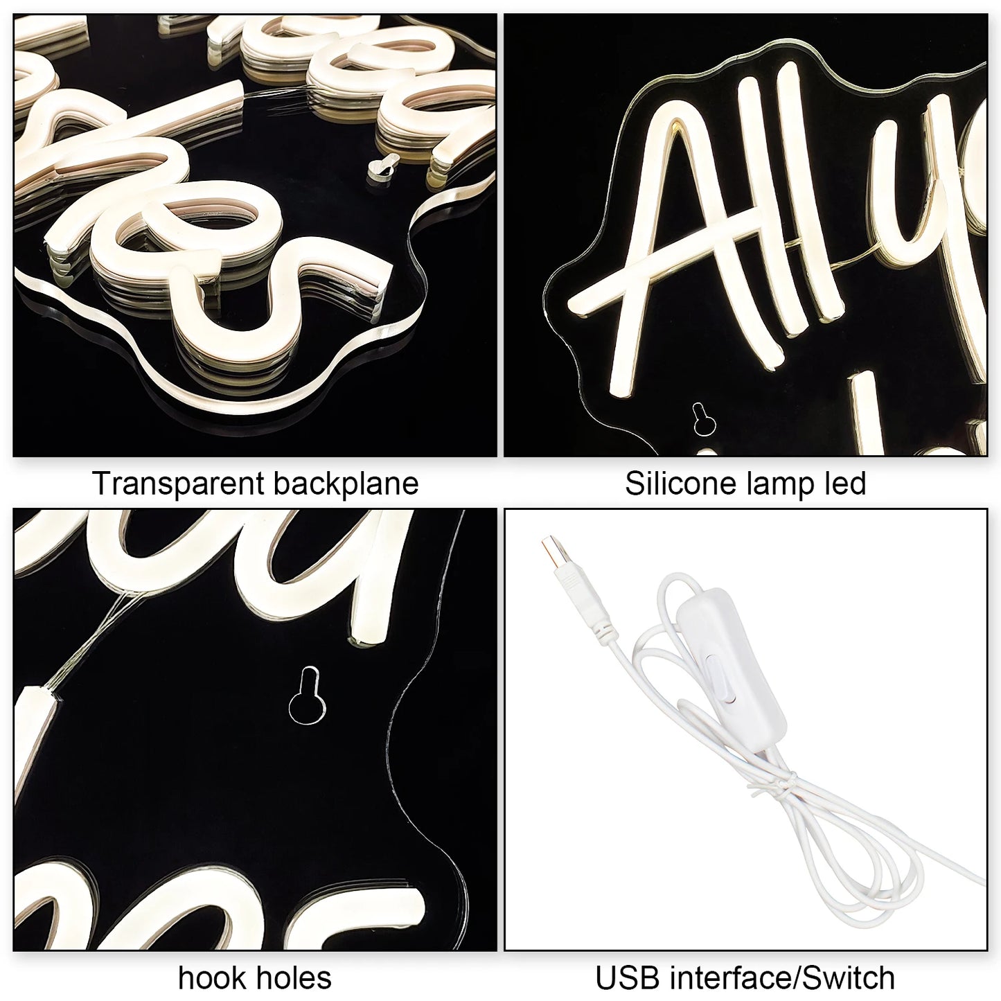 All You Need is Lashes 5V USB LED Ljusskylt - Prisvärd