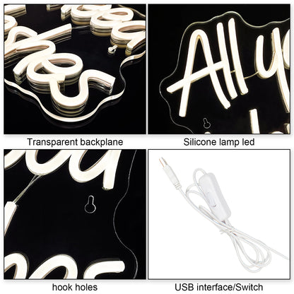 All You Need is Lashes 5V USB LED Ljusskylt - Prisvärd