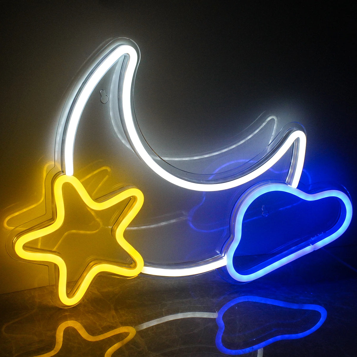 Måne och stjärna – LED-neonskylt (5 V USB)