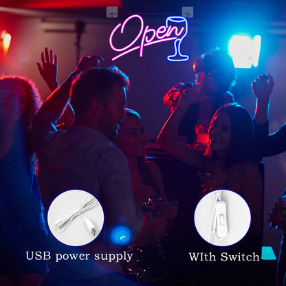 Öppet Vinglas 5V USB LED Ljusskylt - Prisvärd
