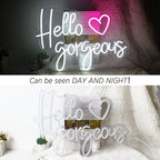 Hello Gorgeous – Hjärta – LED-ljusskylt (5 V USB)