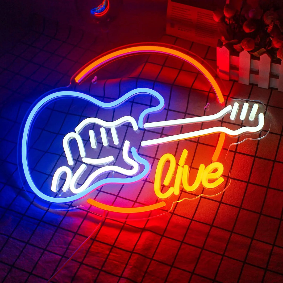 Live – Elgitarr – LED-neonskylt (5 V USB)