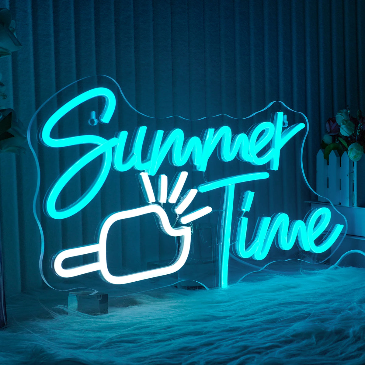 Summer Time – Glass – LED-neonskylt (5 V USB)