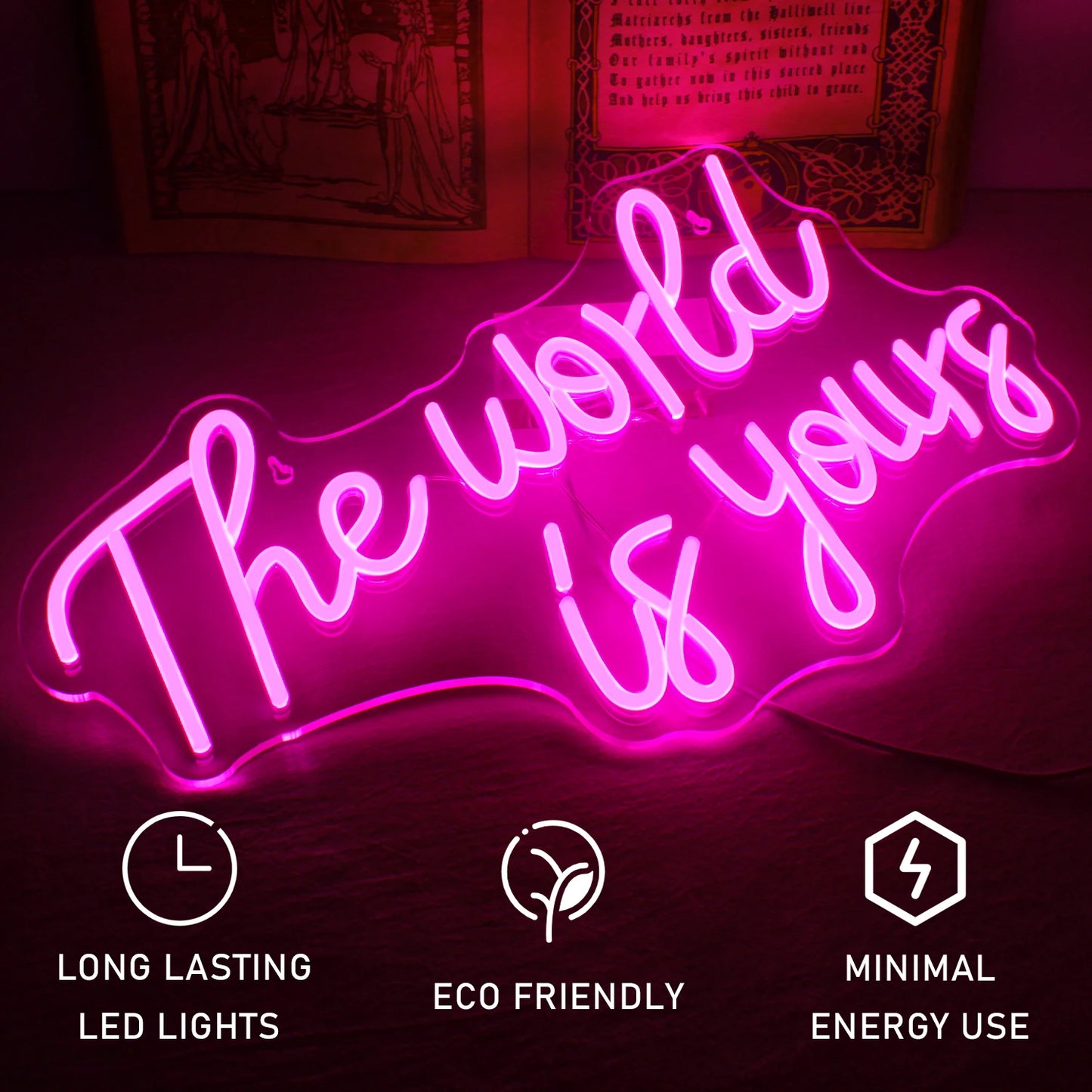 The World Is Yours 5V USB LED Ljusskylt - Prisvärd