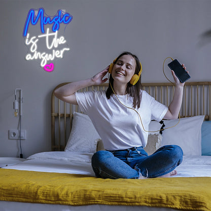 Music is the answer 5V USB LED Ljusskylt - Budgetvänlig