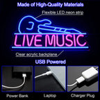 Live Music Guitar 5V USB LED Neon Sign - Budget Friendly